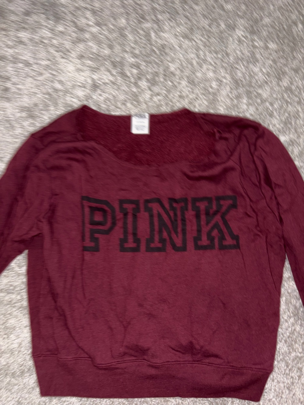 PINK Victoria's Secret Burgundy Logo Tee